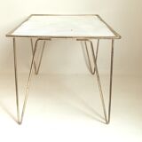 Coffee table gilded metal and white rigidule top 50