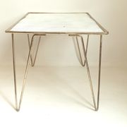 Coffee table gilded metal and white rigidule top 50