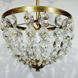 2-light brass and crystal ceiling light