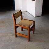 4 chairs in elm and leather Maison Regain