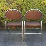 Set de 6 chaises pliantes acier et similicuir 70’s