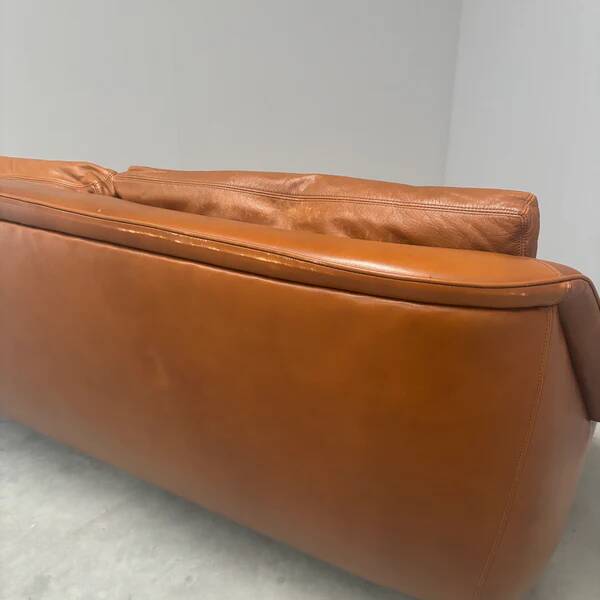 Cognac leather ESA lounge sofa, Denmark 1970s