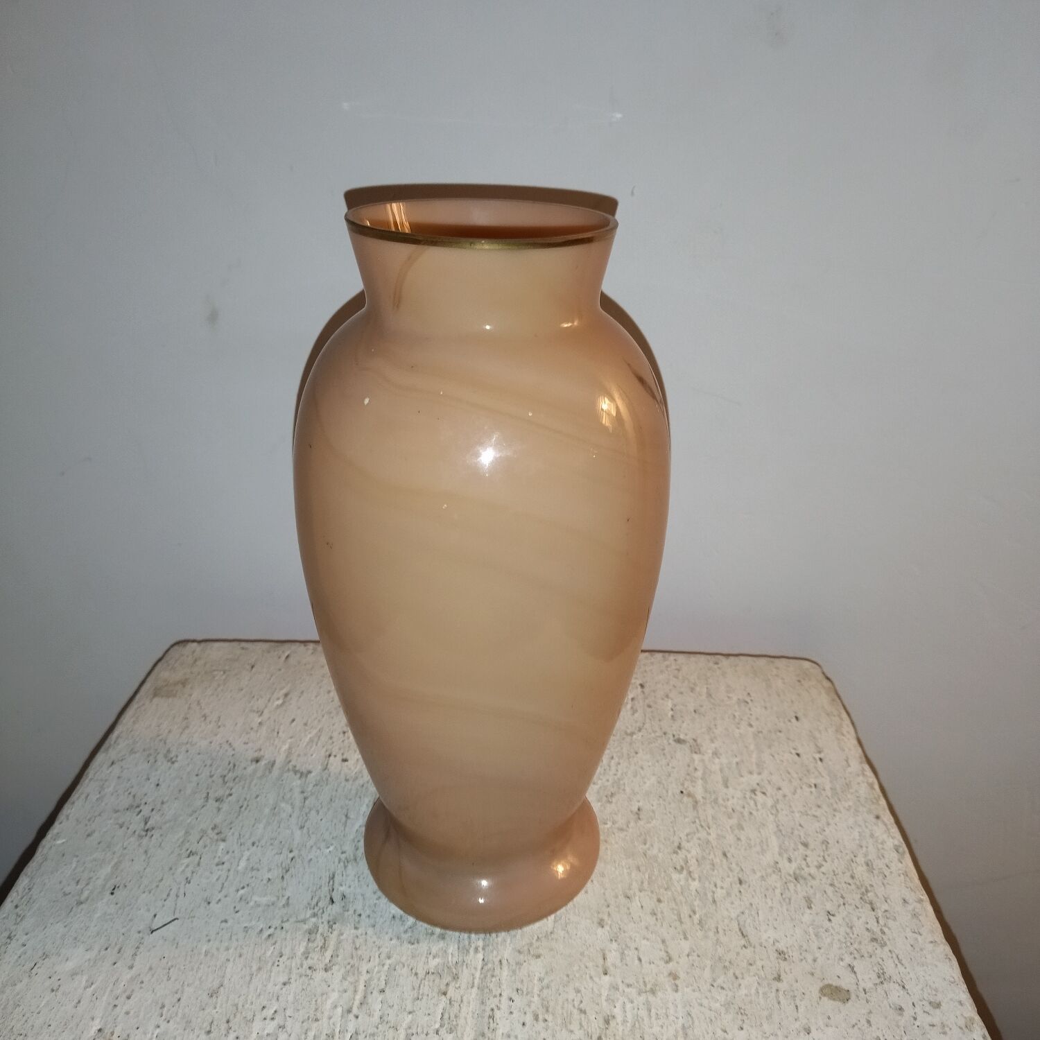 Art-Nouveau enamelled marble glass vase