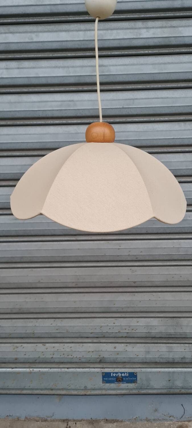 Cotton and wood pendant light