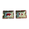 Pair of Hermes mini porcelain ashtrays, animal theme