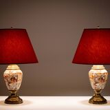 pair Satsuma Table Lamps Japan 1950s