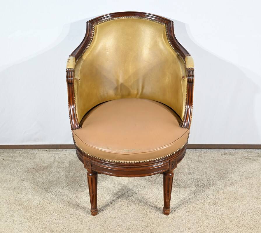 Beech Swivel Office Armchair, Louis XVI style – Late 19th century