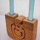 Scandinavian Modern Candle Holder in Wood by Gunnar Kanevad, Sweden, Organic Shape