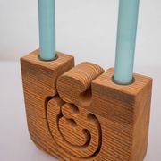 Scandinavian Modern Candle Holder in Wood by Gunnar Kanevad, Sweden, Organic Shape