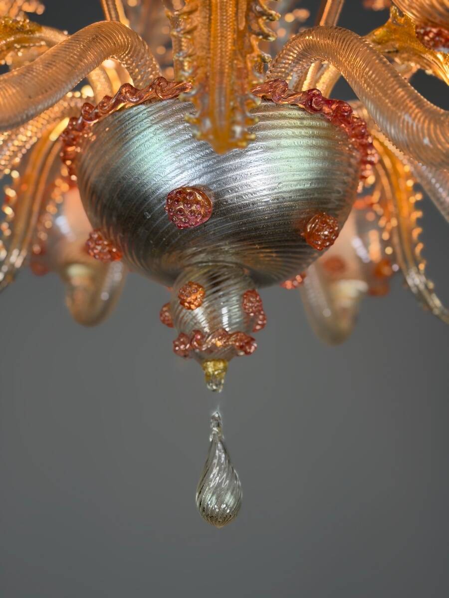Lustre vénitien en verre de Murano, vers 1940