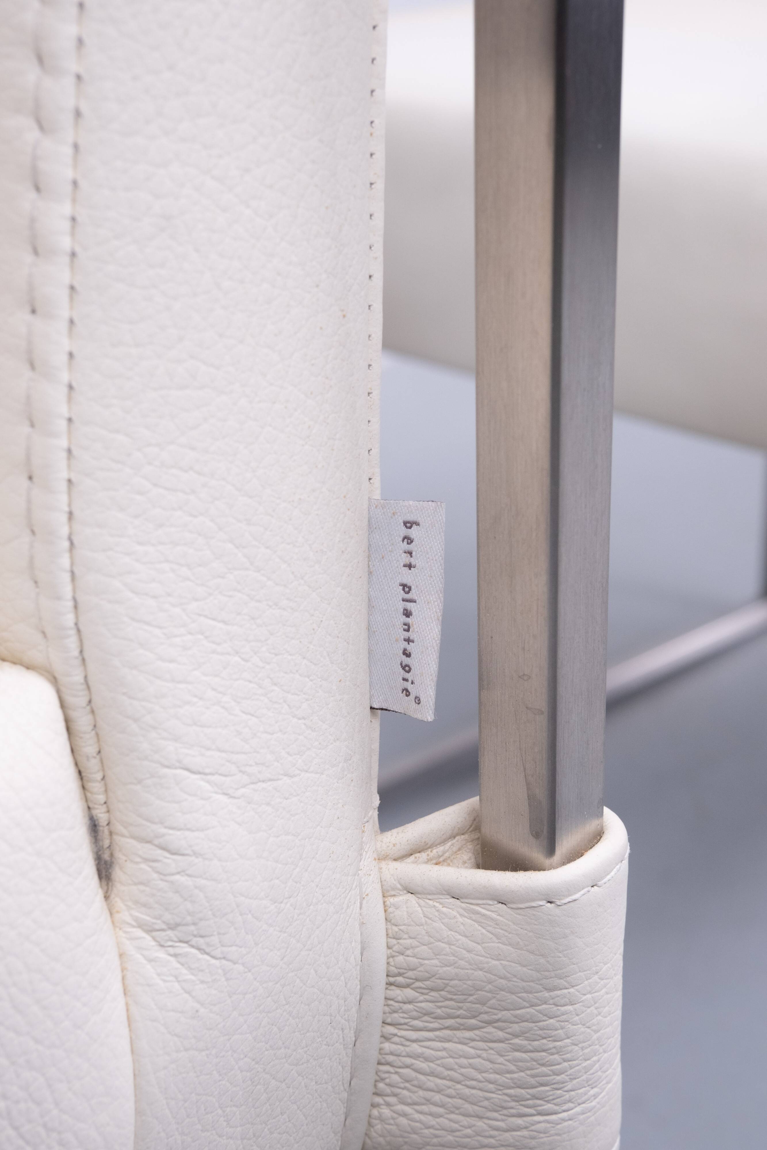 Bert Plantegie White Leather reclining Armchairs .