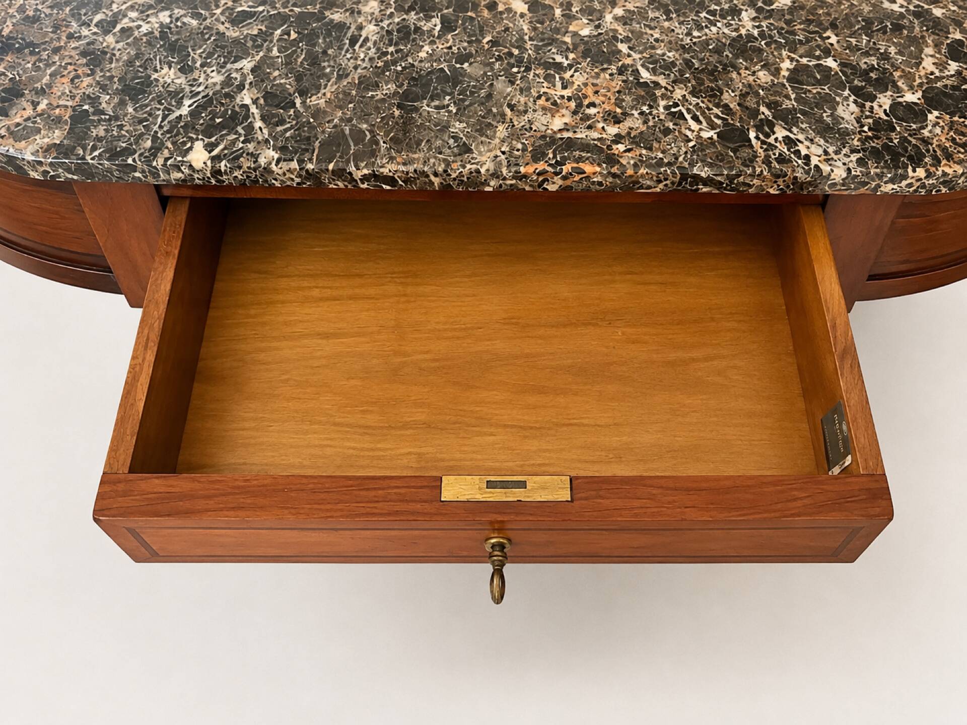Console half-moon style Directoire/Louis XVI in cherry wood and marble.
