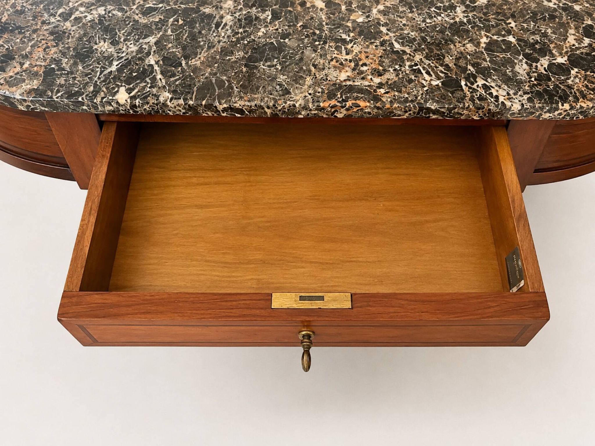 Console half-moon style Directoire/Louis XVI in cherry wood and marble.