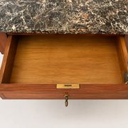 Console half-moon style Directoire/Louis XVI in cherry wood and marble.