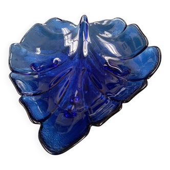 Bol Bleu cobalt forme de feuille