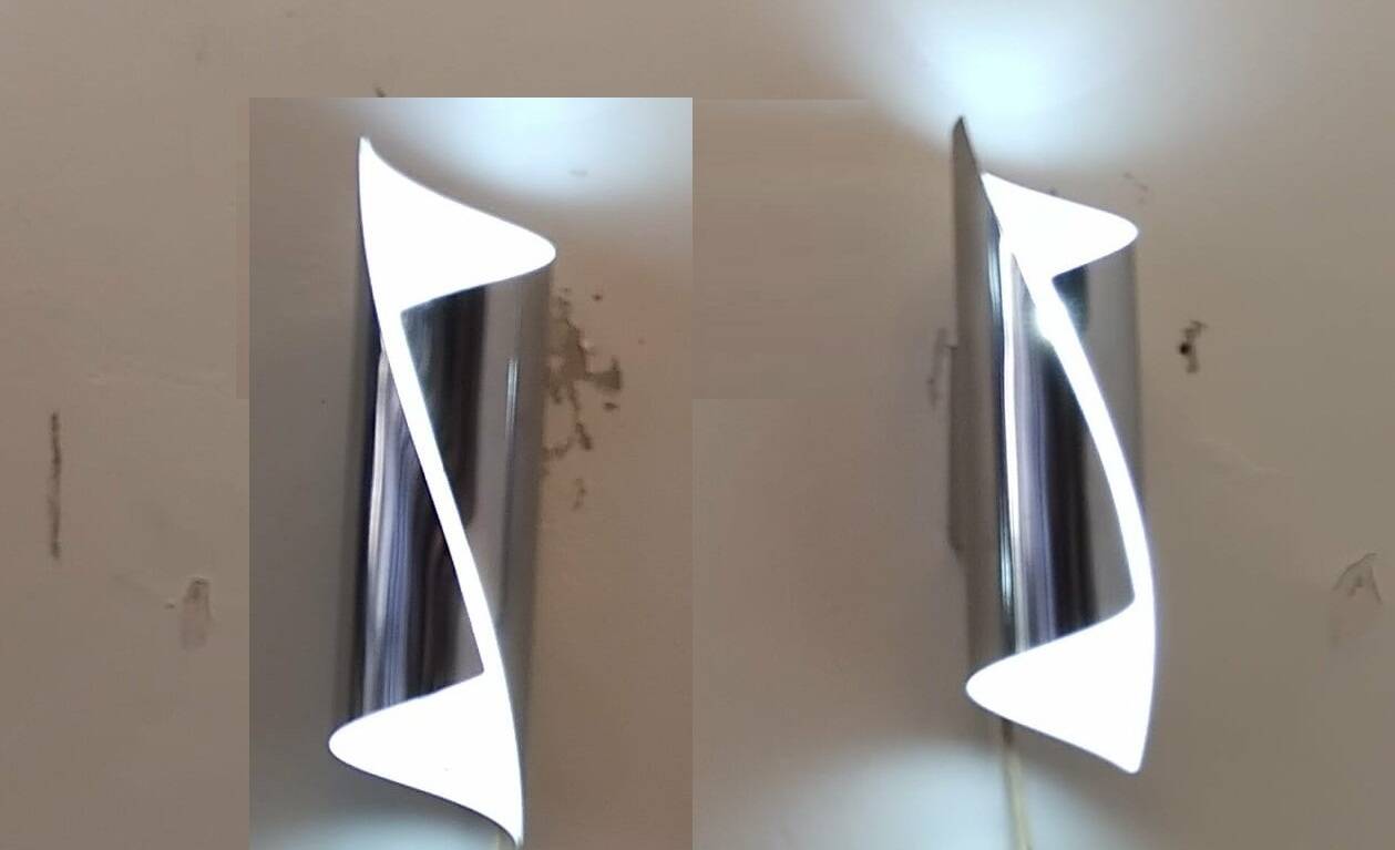 Pair of 70s/80s bidirectional chrome wall lights