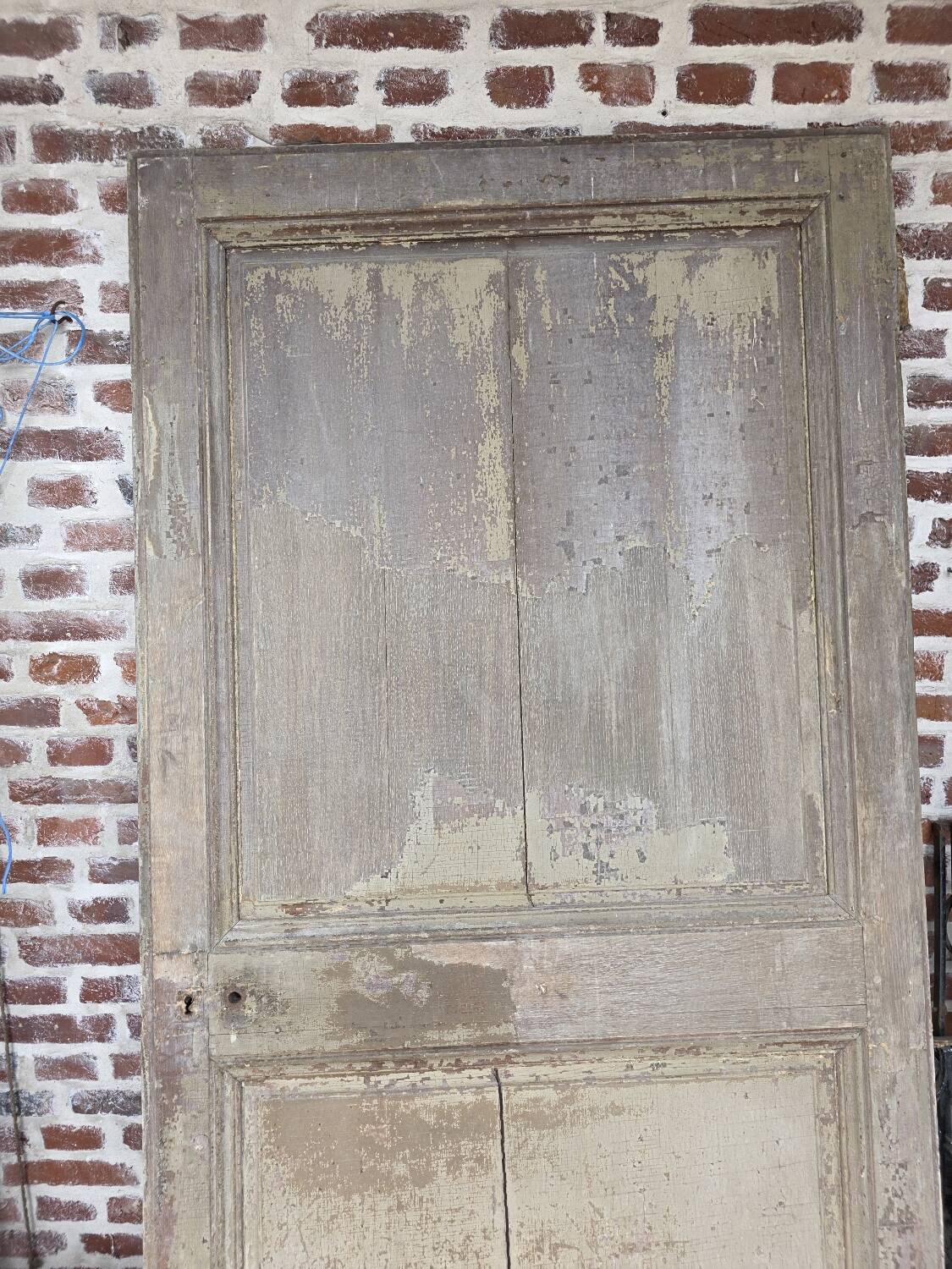 19th century partition door in double-sided solid oak