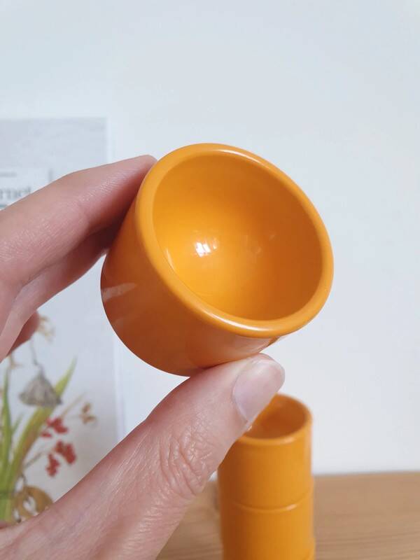 70s red plastic egg cups