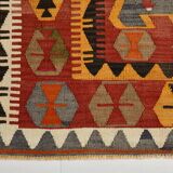 5x12 Soft Red and Orange Anatolian Kilim Rug, Wool Kilim Carpet, 139x377Cm