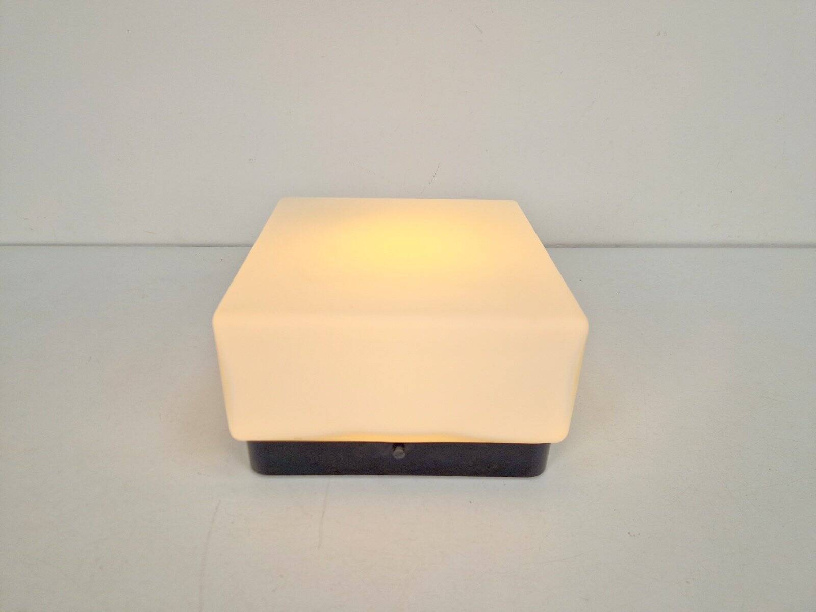 Vintage Bauhaus Ceiling Lamp with White Glass Bakelite, 1960s