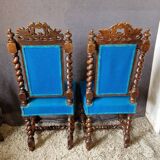 Pair of blue fabric chairs
