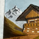Carved and painted wooden Alpine panel signed 18 / 26 cm
