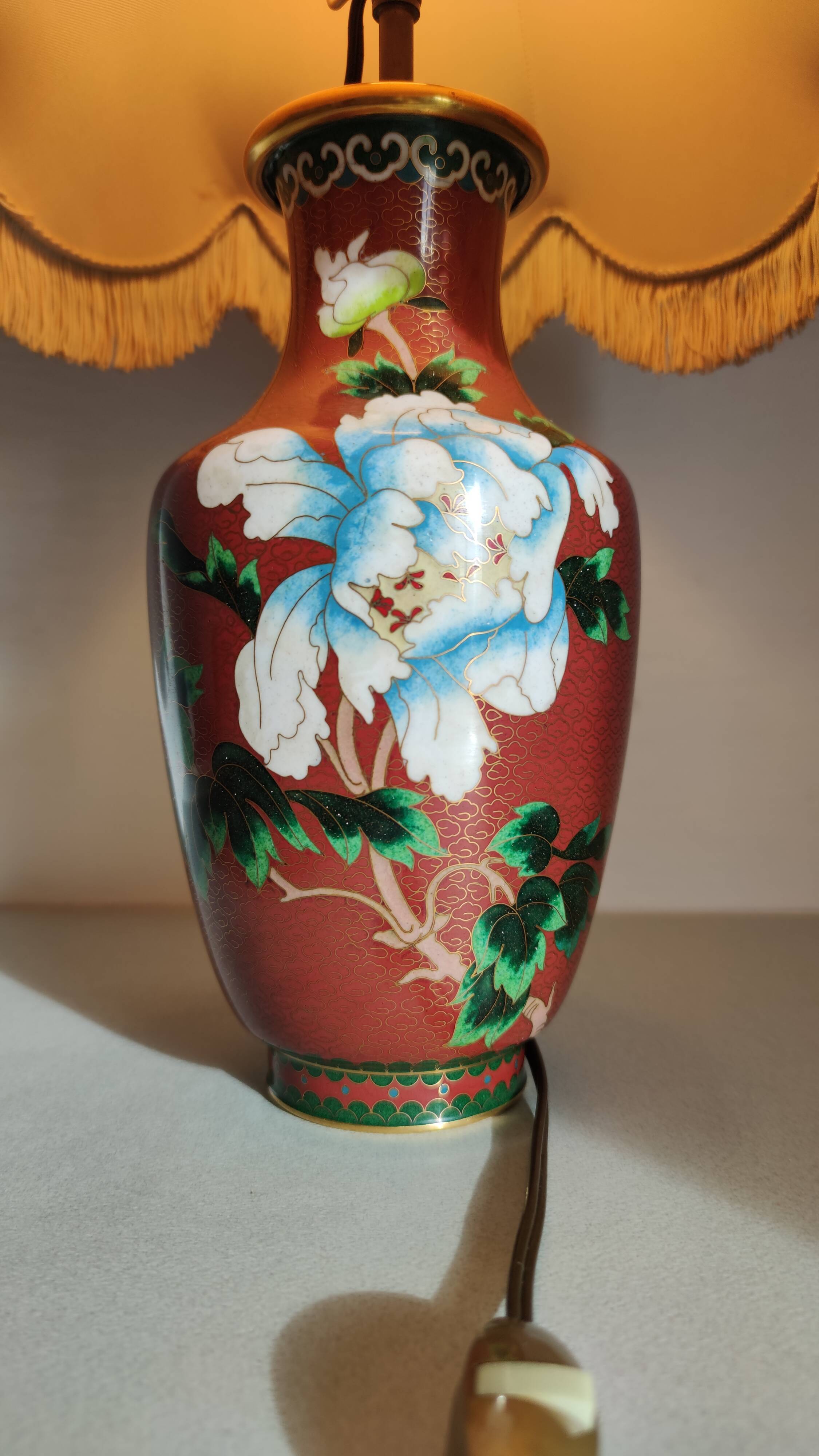Enamel lamp cloisonnée drimmer vintage 56 cm h