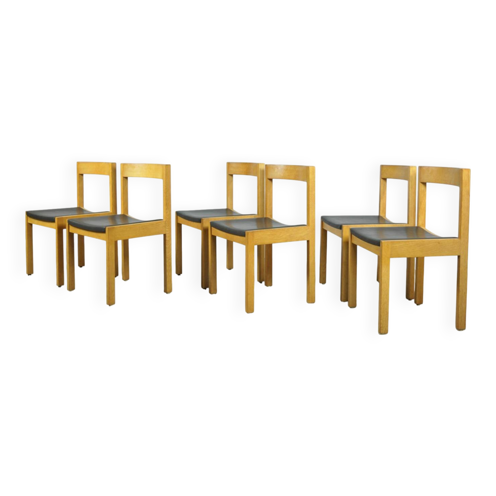 Vintage oak DUTCH DESIGN dining chairs in modern minimalist style, 1960s