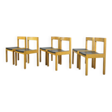 Vintage oak DUTCH DESIGN dining chairs in modern minimalist style, 1960s