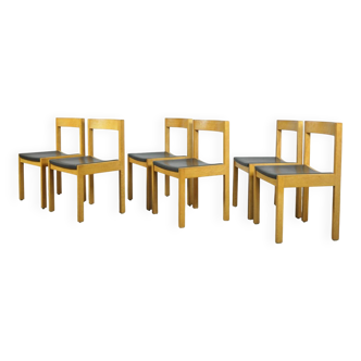 Vintage oak DUTCH DESIGN dining chairs in modern minimalist style, 1960s