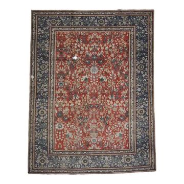 1970s Vintage Persian Handmade Wool Cotton Light Red Area Rug 290X379