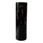 Vase noir en verre opaque avec incrustations cuivrées style minimaliste