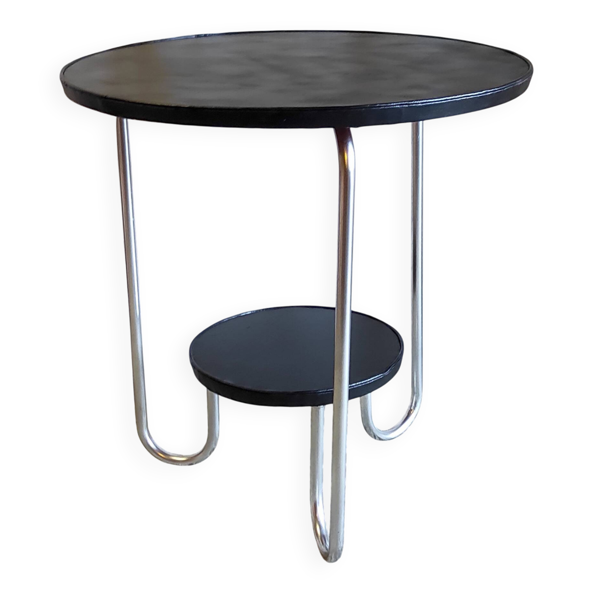 Tripod side table in Bauhaus style, metal and wood - mid 20th century.