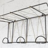 Black steel coat rack and scoubidou wire 1960