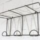 Black steel coat rack and scoubidou wire 1960