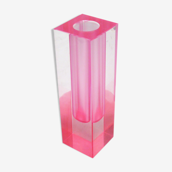Pink Plexiglas vase 80s