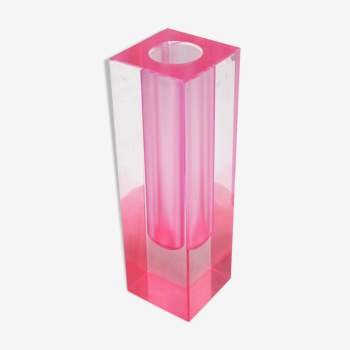 Vase en plexiglas rose Années 80