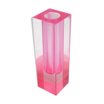 Vase en plexiglas rose Années 80