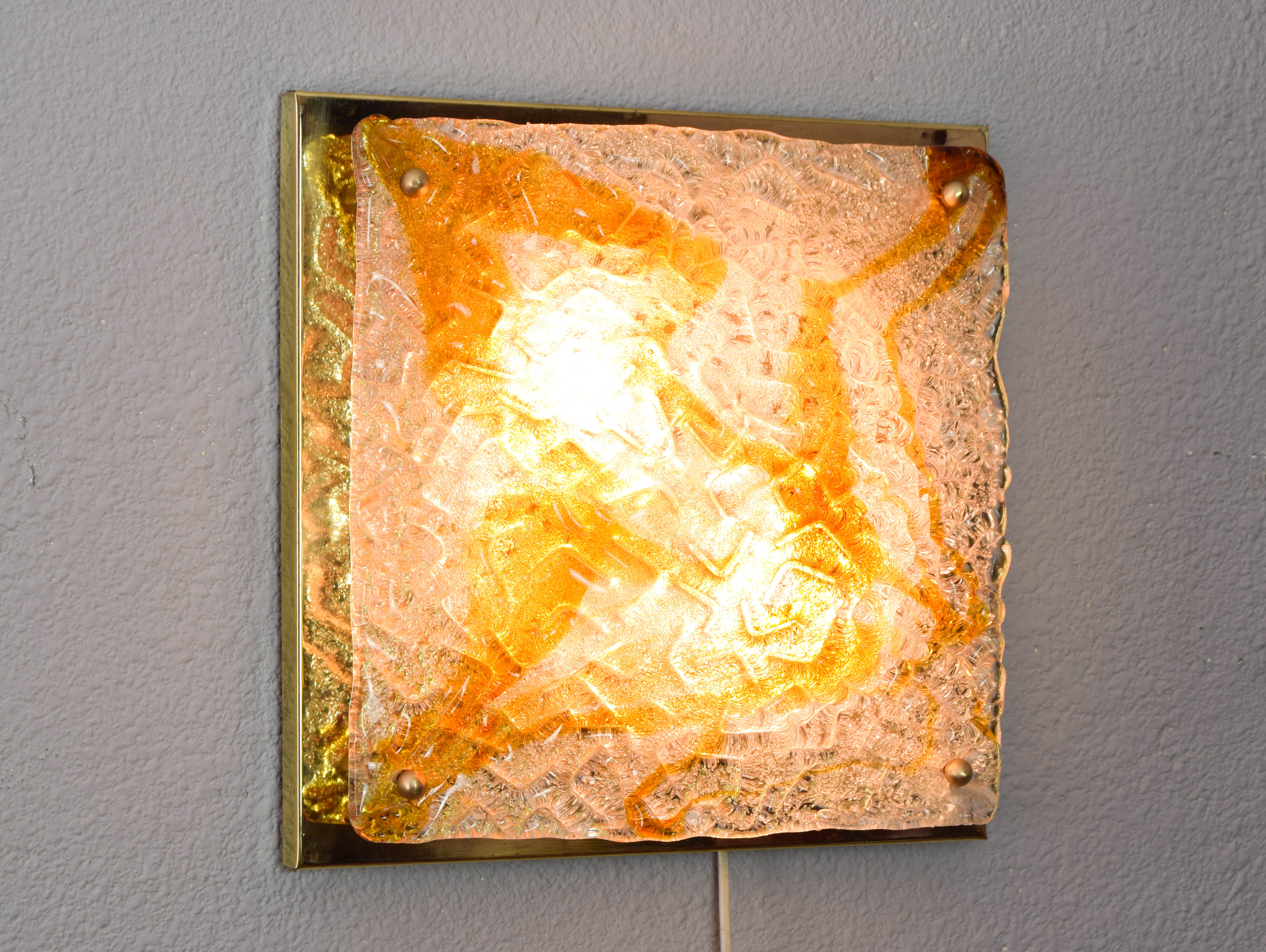 Mazzega Murano glass and brass wall lamp from the 60s