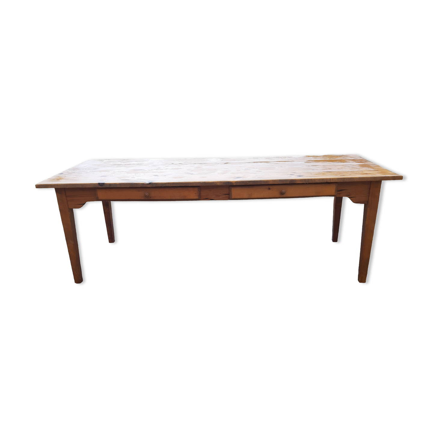 Country farm table in pine , 2 drawers