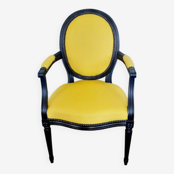 Fully restored bright yellow Medallion armchair