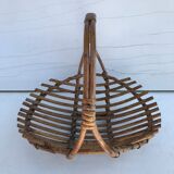 Panier deco paniette en rotin osier tressé et anse vintage