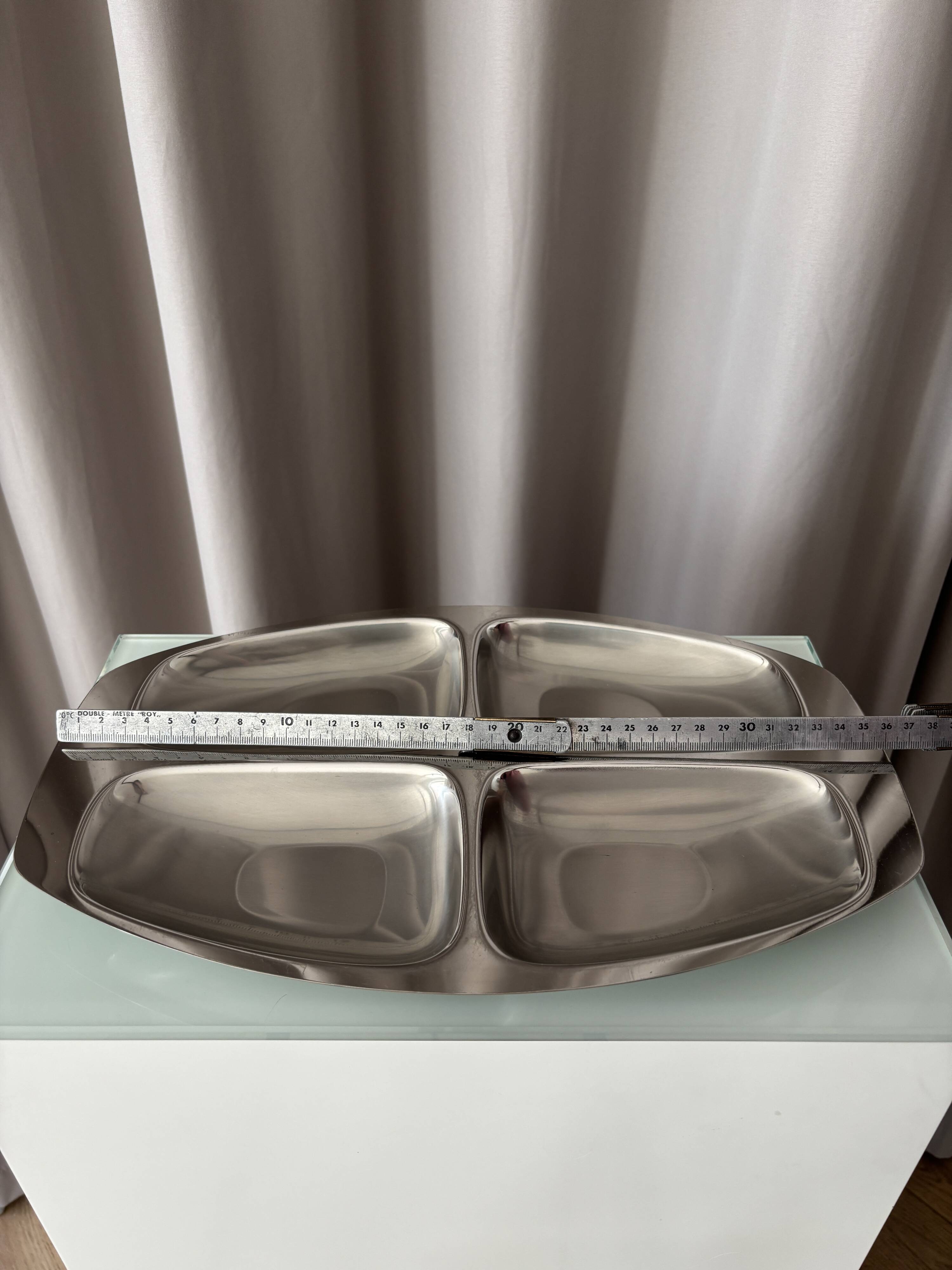 Vintage Alessi 18/10 Stainless Steel Four-Compartment Serving Tray – Italy