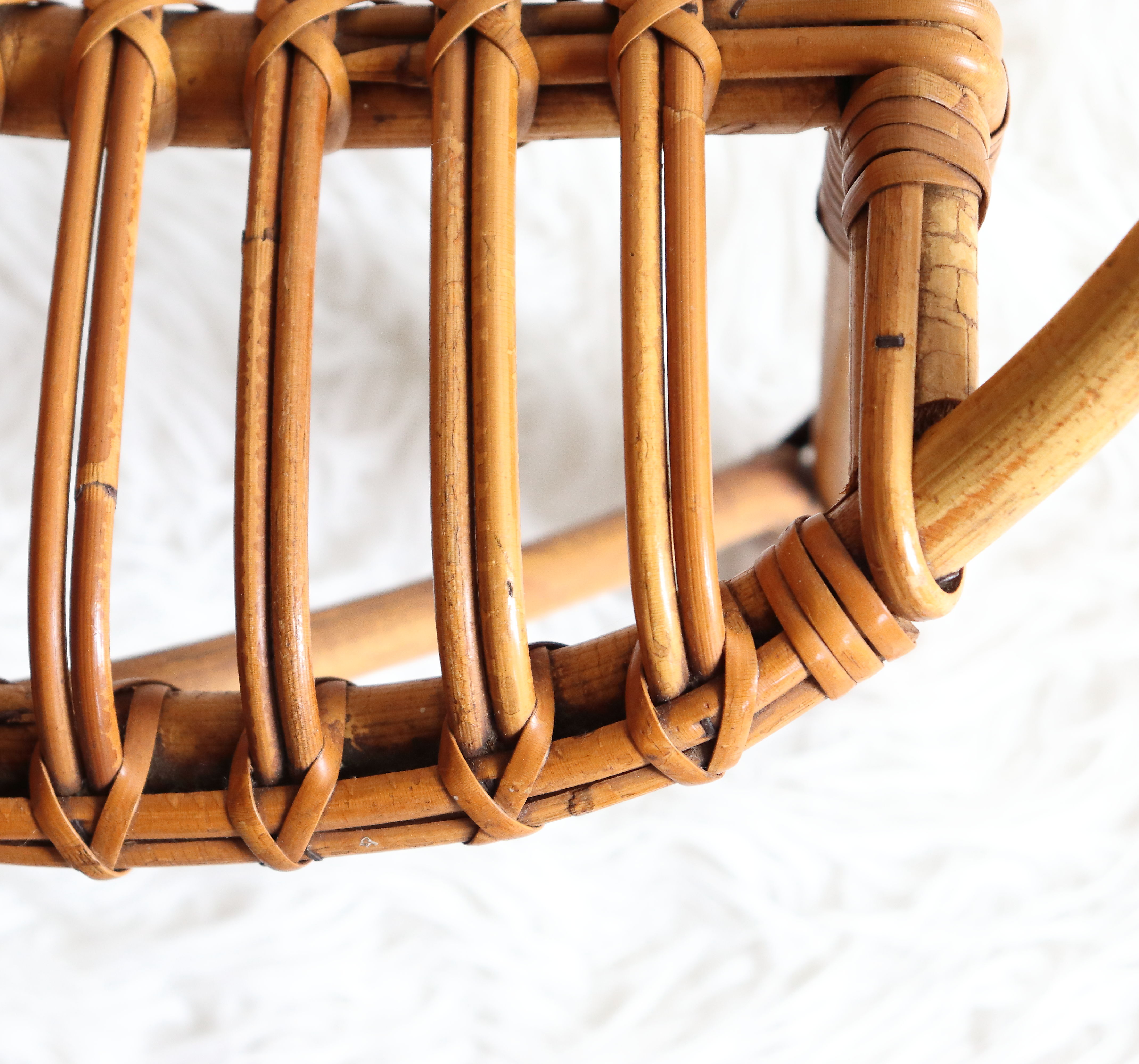 Adult size rattan shell armchair from the 60s