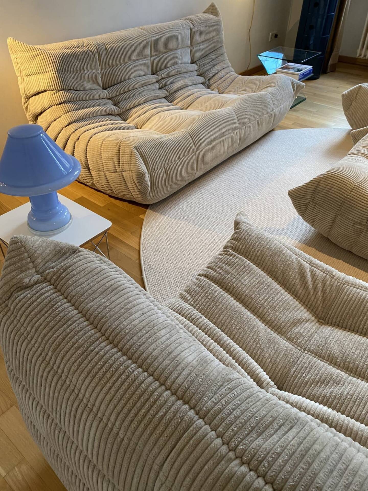 Ligne roset – ensemble togo 4 pièces – velours côtelé beige