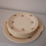 Set of 8 dessert plates with presentation plate, Béarn de Orchies Moulin des Loups model