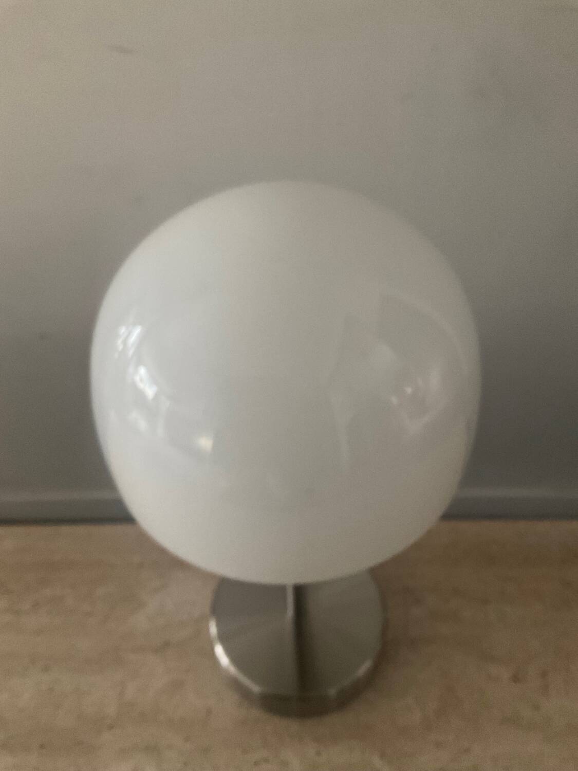 Space Age mushroom lamp in opaline and chromed metal