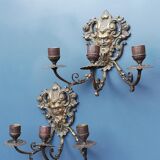 Pair of bronze candle holders