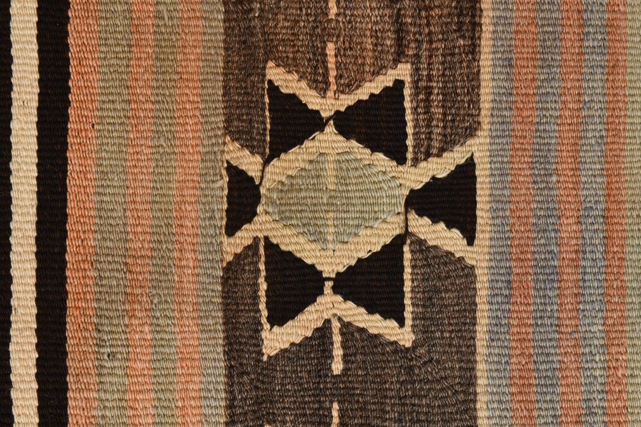 2x5 Salmon Brown Geometric Kilim Rug, 80x170Cm