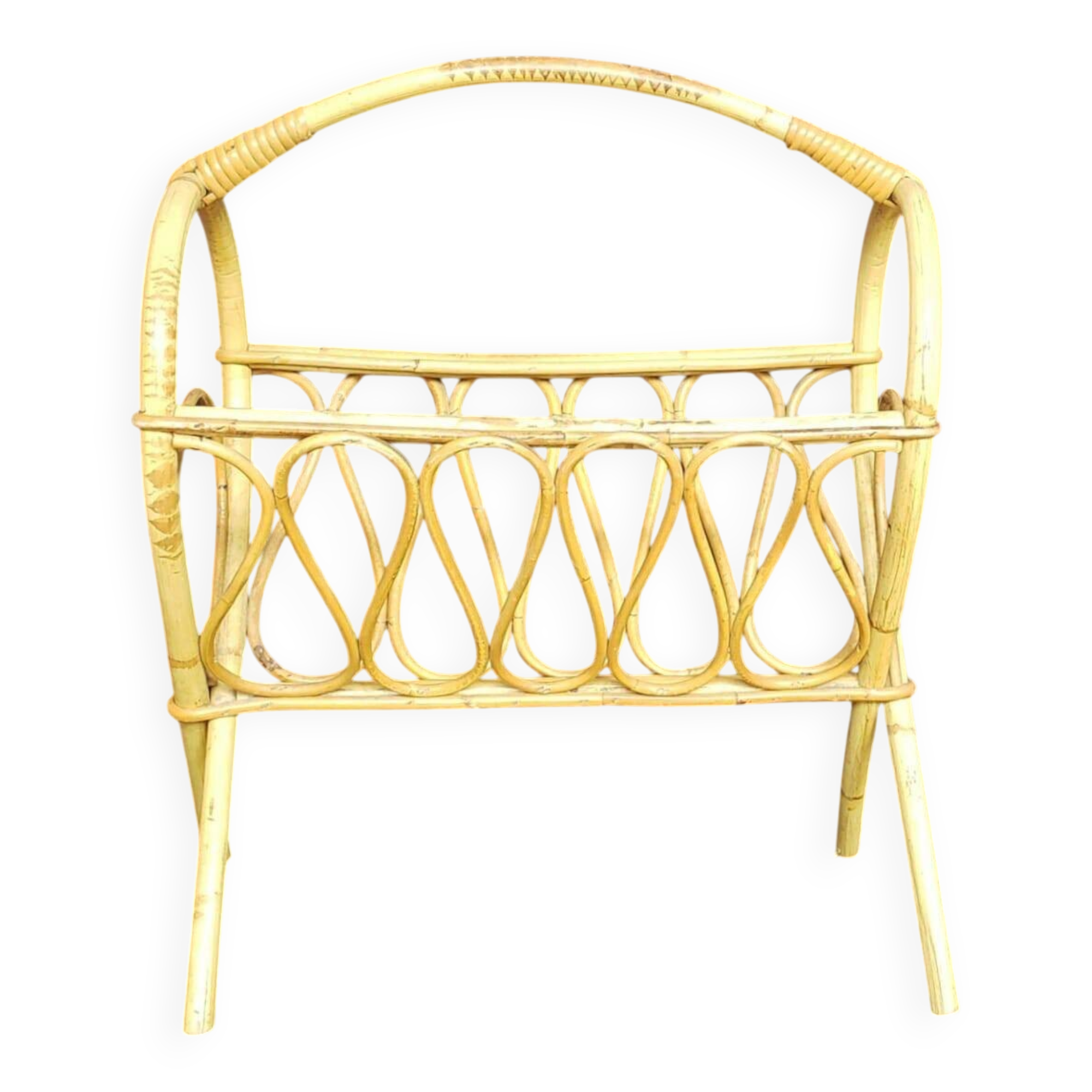 Vintage rattan magazine rack